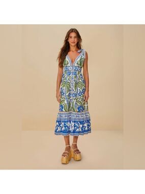 Farm Rio Off-White Tropicance Midi Dress